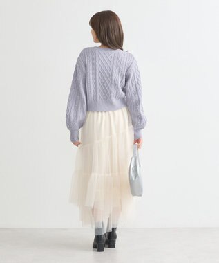 earth music&ecology パール＆ケーブルニットプルオーバー Lavender