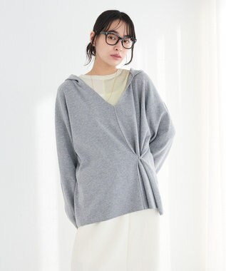 CRAFT STANDARD BOUTIQUE Vネックフードカシュクールニットプルオーバー Gray Mixture