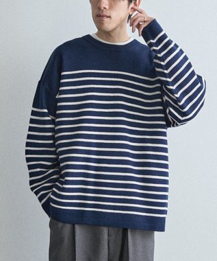 CRAFT STANDARD BOUTIQUE パネルボーダーニットプルオーバー Border Navy