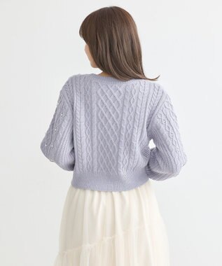 earth music&ecology パール＆ケーブルニットプルオーバー Lavender