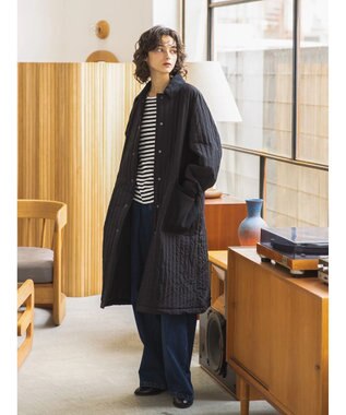 AMERICAN HOLIC キルポカ異素材Ｍｉｘロングコート Black