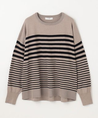 ANY 【洗濯機可】ボーダーニット モカ×クロ