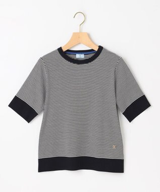組曲 L 【WEB限定】セーターマシーン 半袖ニットTシャツ ネイビー系1