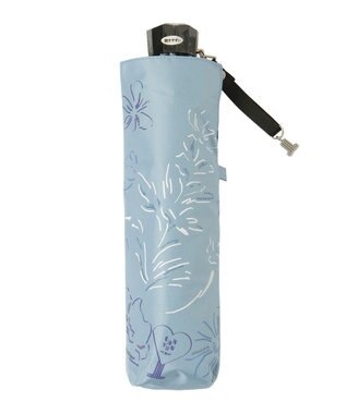 MOONBAT 【遮光率100％/遮熱/UV】LANVIN en Bleu (ランバン オン ブルー)晴雨兼用日傘 ドローイング フラワー 花柄 折りたたみ傘 簡単開閉 ターコイズブルー