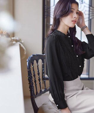 Tiaclasse 【新色追加・洗える】レースブラウス ブラック