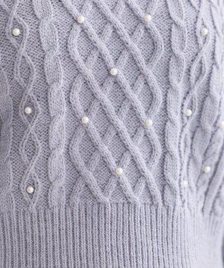 earth music&ecology パール＆ケーブルニットプルオーバー Lavender