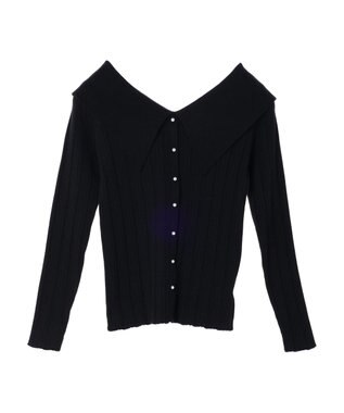 earth music&ecology ２ｗａｙビッグカラーニットプルオーバー Black