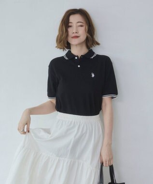 WEGO 【26年春夏新カラー登場/ユニセックス着用ITEM/SMLサイズ展開】U.S. POLO ASSN.別注ラインポロシャツ ブラック