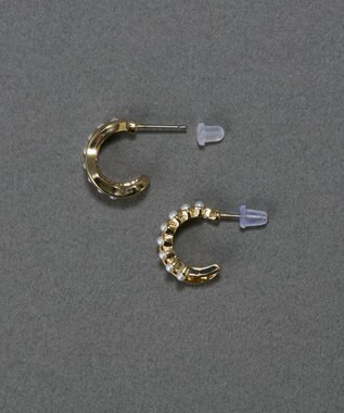 Phoebe 〈金属アレルギー対応〉ダブルラインパールフープピアス　ホワイト/ニッケルフリー ホワイト