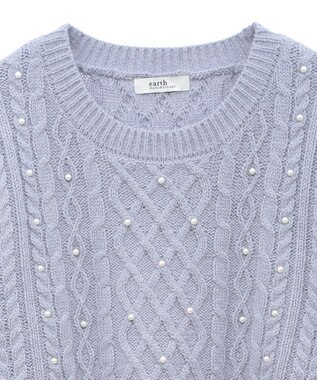 earth music&ecology パール＆ケーブルニットプルオーバー Lavender