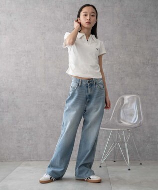 WEGO 【新色追加/美脚/XSSMLサイズ展開】ストレートデニムパンツ デニム淡色