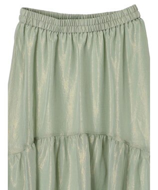 YECCA VECCA 箔プリントシアーギャザースカート Green