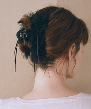 Maison de FLEUR チュールタイニーリボンバンスクリップ Black