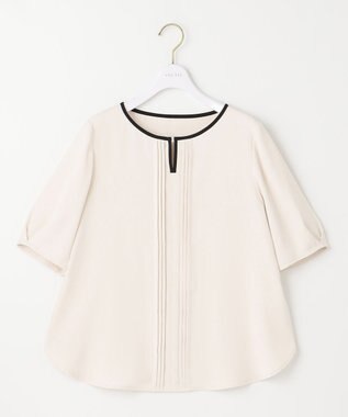 ANY SIS S 【洗える】フロントタックバイカラー ブラウス アイボリー×ブラック