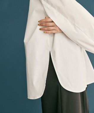 #Newans 【洗濯機可】シャーリングカフスシャツ ホワイト