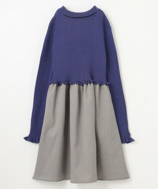 組曲 KIDS 【150-160㎝】千鳥ドッキング ワンピース ダルブルー系