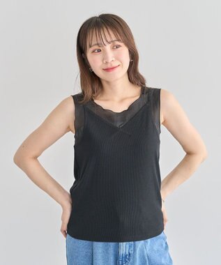 Green Parks ・ＳＵＧＡＲ　ＳＰＯＯＮ　シアー切替タンクトップⅡ Black