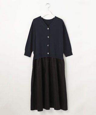 自由区 【人気異素材コンビの最新作・前後着用可】タフタコンビ ワンピース