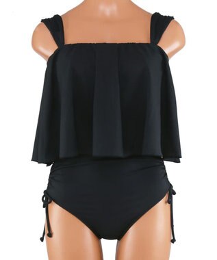 San-ai Resort（三愛水着楽園） ワンピ見えハイウエストビキニ　9M・11L　【San-ai Resort（サンアイリゾート）】 ブラック