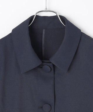 #Newans 【シワになりにくい】〈花乃まりあさんコラボ〉クロップドシャツジャケット ネイビー