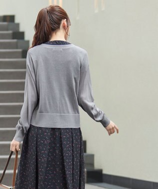 Tiaclasse ラメシアー天竺パールボタンカーディガン グレー