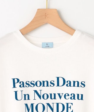 組曲 S 【綿100％】フロッキープリント Ｔシャツ アイボリー系