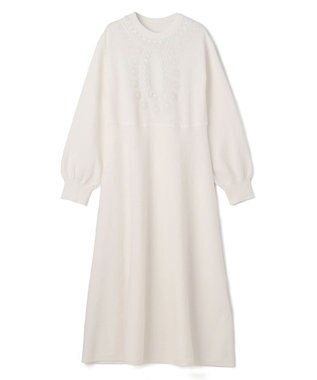 GRACE CONTINENTAL エスニック刺繍ニットワンピース ホワイト