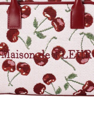 Maison de FLEUR チェリー柄ゴブランボストンバッグ Red