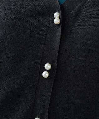 Tiaclasse ラメシアー天竺パールボタンカーディガン ブラック