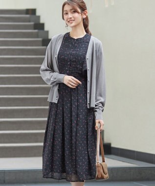 Tiaclasse ラメシアー天竺パールボタンカーディガン グレー