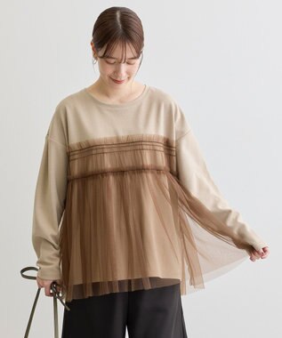 Green Parks ・ＥＬＥＮＣＡＲＥ　ＤＵＥ　チュールレイヤープルオーバ Gray Beige