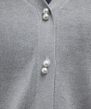 Tiaclasse ラメシアー天竺パールボタンカーディガン グレー