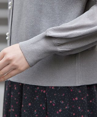 Tiaclasse ラメシアー天竺パールボタンカーディガン グレー