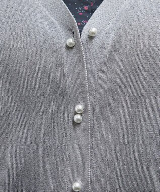 Tiaclasse ラメシアー天竺パールボタンカーディガン グレー