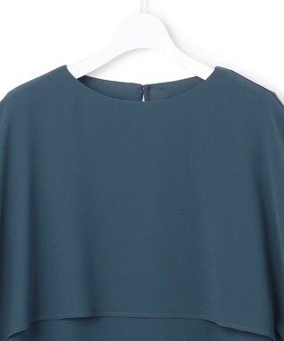 23区 【先行予約】ストレッチジョーゼット ケープ風ワンピース ダルブルー系
