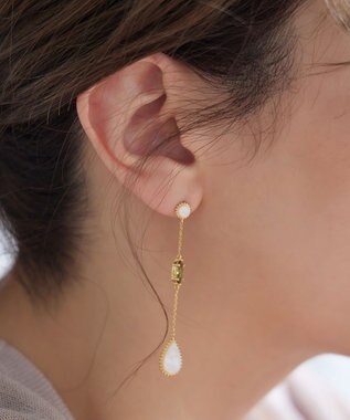 Tiaclasse 【金属アレルギー対応】　カラードロップロングピアス ゴールド