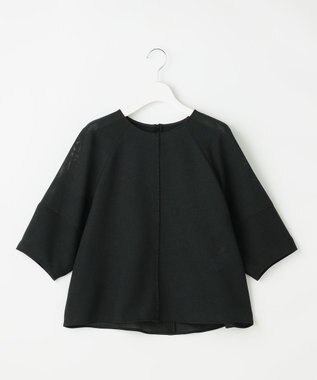 自由区 L 【人気素材・NEWデザイン】ラスティックメッシュラグランスリーブ ブラウス ブラック