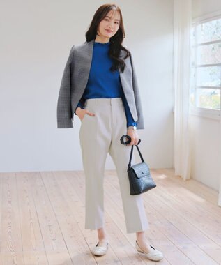 Tiaclasse 【洗える】カラーレスチェック柄ジャケット グレー