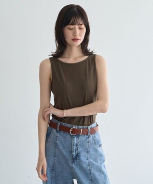 YECCA VECCA 2wayスクエアリブタンクトップ Brown