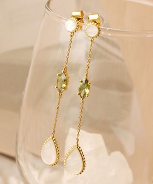 Tiaclasse 【金属アレルギー対応】　カラードロップロングピアス ゴールド