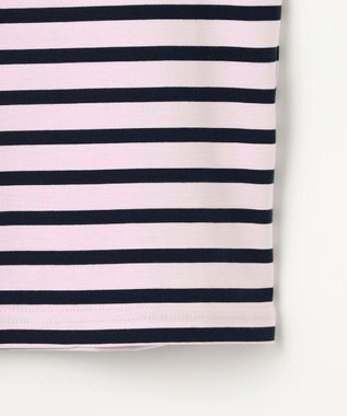 組曲 KIDS 【110-140㎝】フラワー刺繍ボーダー Tシャツ サクラ系