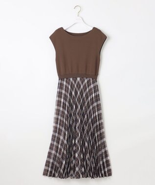 ANY SIS 【洗える】オンブレーチェックコンビ ワンピース モカ系
