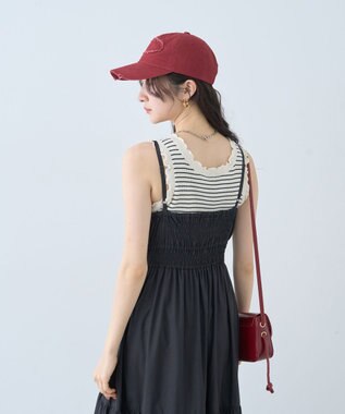 earth music&ecology ドロストシャーリングキャミワンピース Black