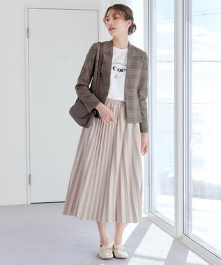 Tiaclasse 【洗える】カラーレスチェック柄ジャケット ブラウン