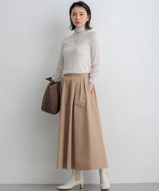 23区 【撥水加工/洗える】ハイマルチタフタ タックスカート ベージュ系