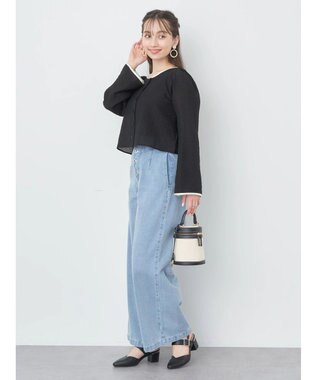 earth music&ecology シアーパイピングシャツ Black