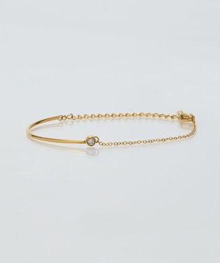 Phoebe 【金属アレルギー対応】グッリターハーフバングルチェーンブレスレット/サージカルステンレス ゴールド