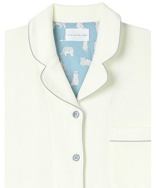 une nana cool 【綿混】ソフトコットンリブ 半袖開襟パジャマ MADE WITH LIBERTY FABRIC アイボリー
