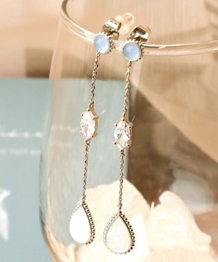 Tiaclasse 【金属アレルギー対応】　カラードロップロングピアス シルバー