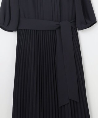 自由区 S 【洗える】シフォンプリーツ ワンピース ネイビー